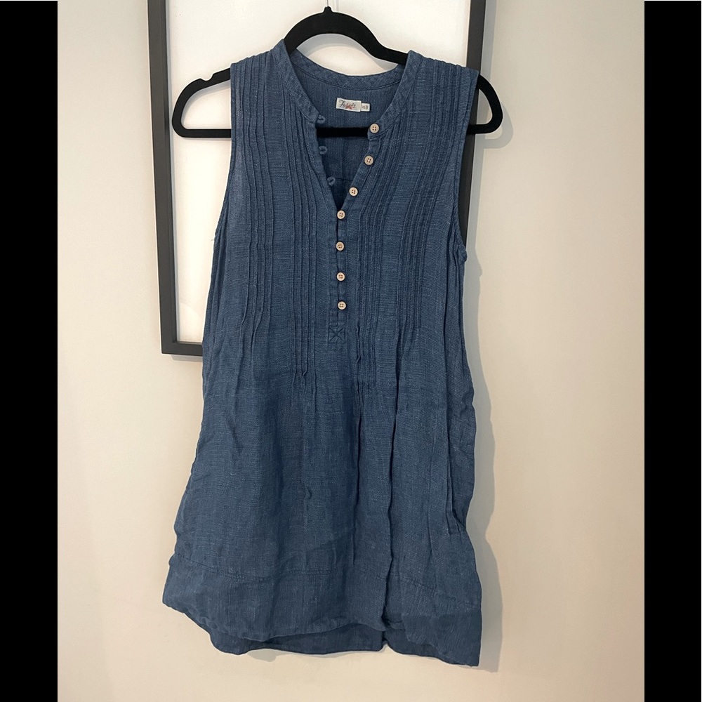 FAHERTY DREAM ISHA DRESS IN GAUZE in XS INDIGO